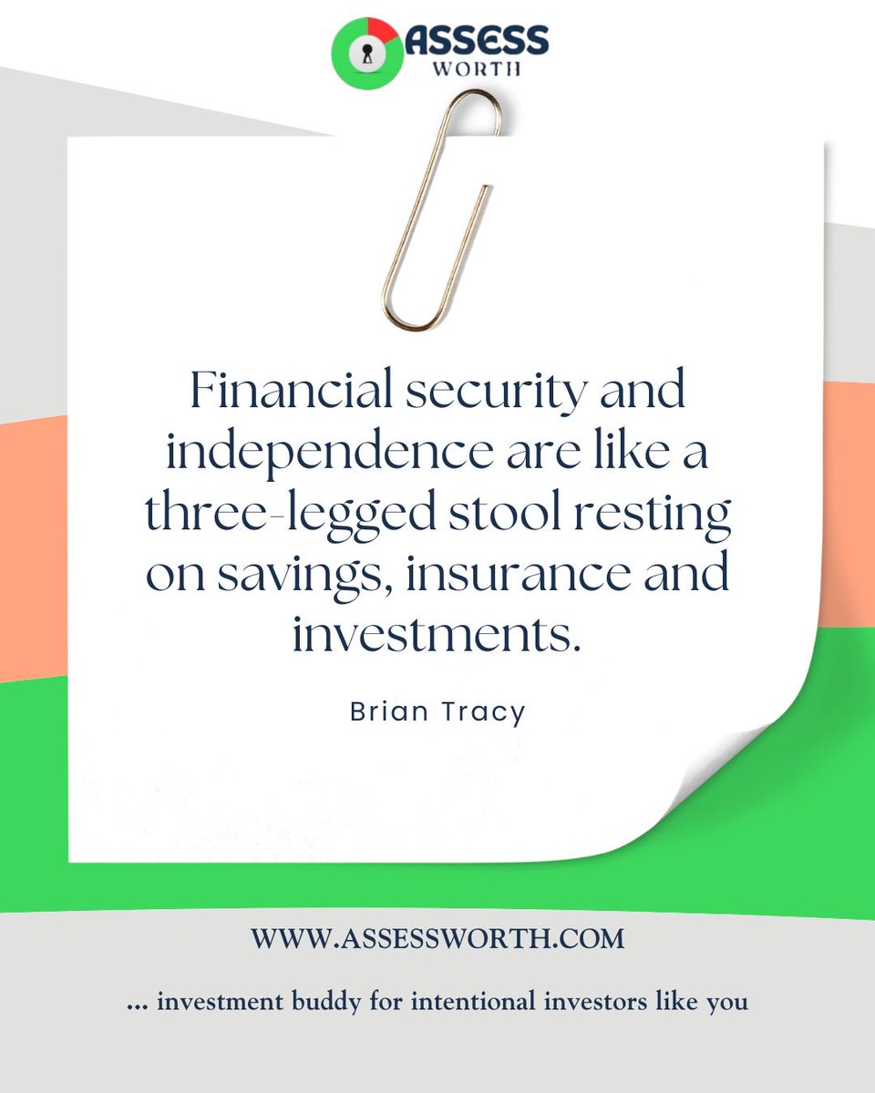assessworth's tweet image. Savings provide the floor, Insurance provides the walls, and Investments provide the ceiling.

#SuccessTips #WealthManagement