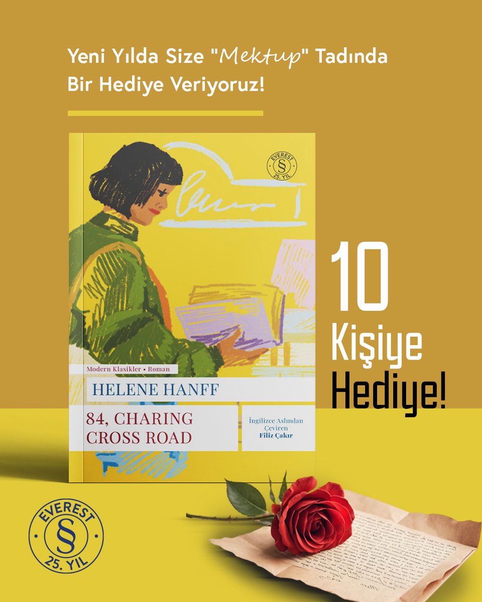 EverestKitap's tweet photo. Instagram hesabımızda yılbaşı çekilişimiz var!
Helene Hanff’ın “84, Charing Cross Road” kitabını hediye ediyoruz.
Katılım için: https://t.co/BoBQmp9nWA
#EverestYayınları #YılbaşıÇekilişi #HeleneHanff https://t.co/BP0r27VIgn