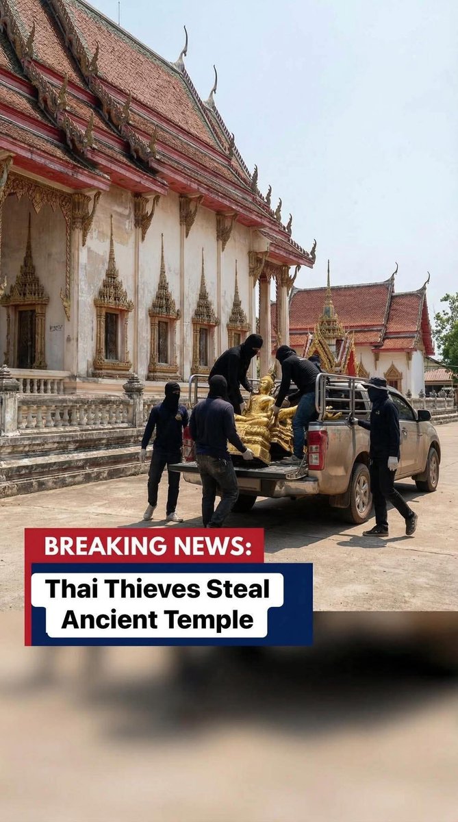 dumpling0903's tweet photo. They started the war, and then they steal the Buddha from Cambodia's pagoda. 
#JusticeforCambodia 
#ThailandStartedTheWar https://t.co/g95jYn6zum