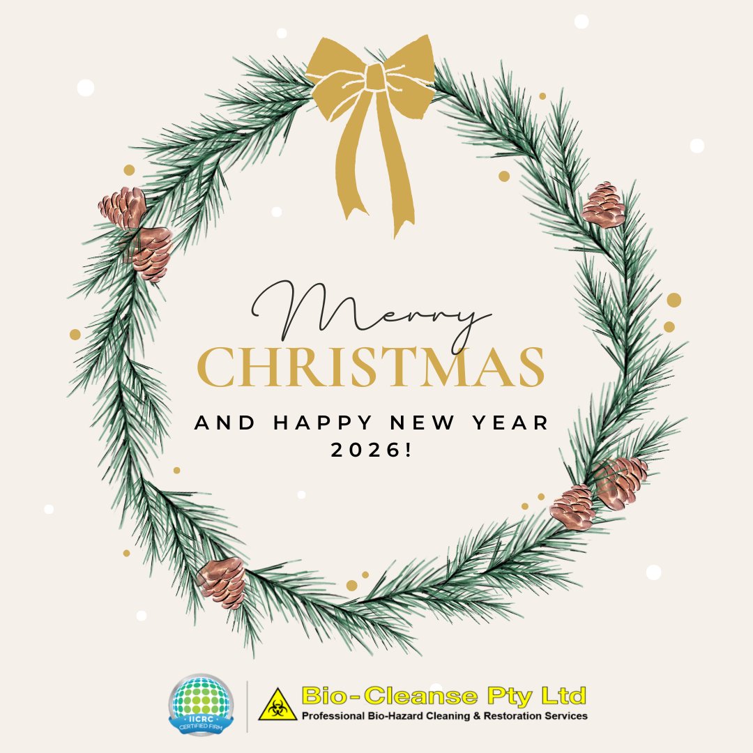 biosite_cleanup's tweet photo. May your holidays be merry, bright, and spotless! Merry Christmas and Happy New Year 2026 from all of us at Bio-Cleanse Pty Ltd.
.
.
.
#BioCleansePtyLtd #MerryChristmas2025 #HappyNewYear2026 #SeasonGreetings #HappyHolidays https://t.co/7Y9RdCLDNm