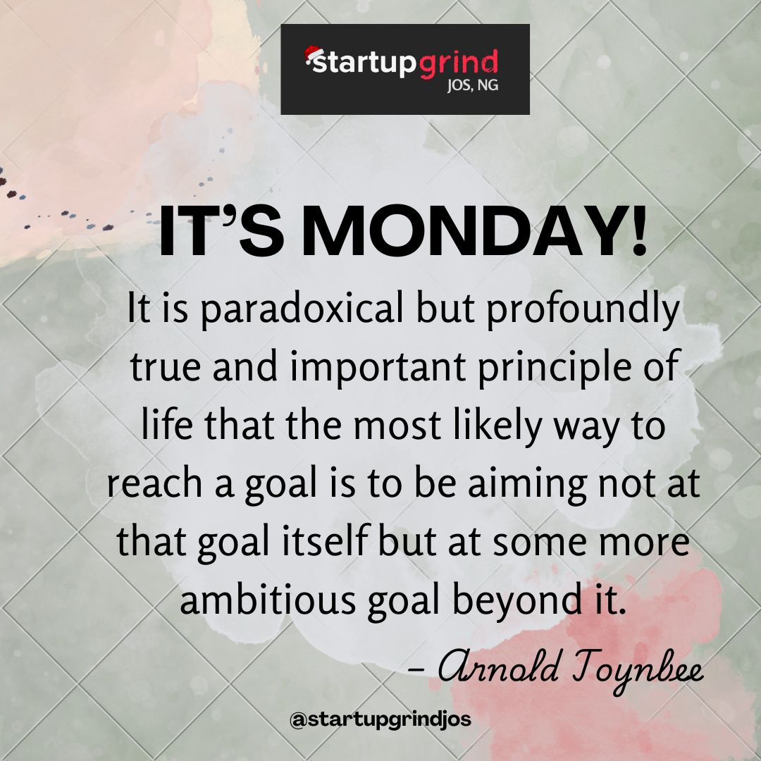 Monday reminder for builders:

Aim higher than the goal you think you want.
That’s how real progress happens.

Let’s build with vision this week.

#StartupGrindJos #MondayMotivation #BuildInPublic