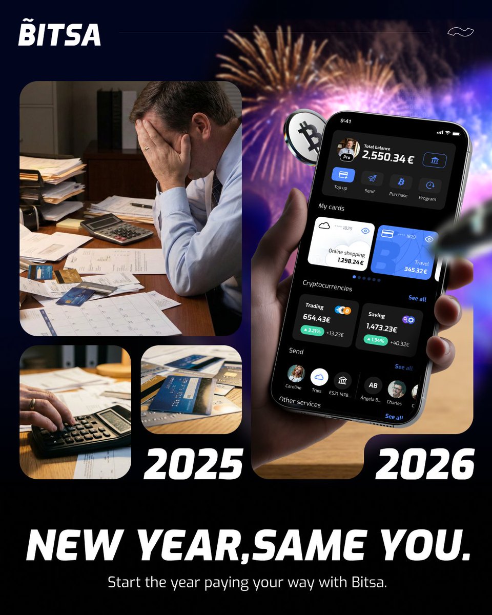 New year, less chaos when you pay.

Use Bitsa for trips, subscriptions, apps, online and in-store. 💳

Different plans, one way to pay with Bitsa.

#Bitsa#BitsaCard #SmartSpending #PayYourWay  #SecurePayments