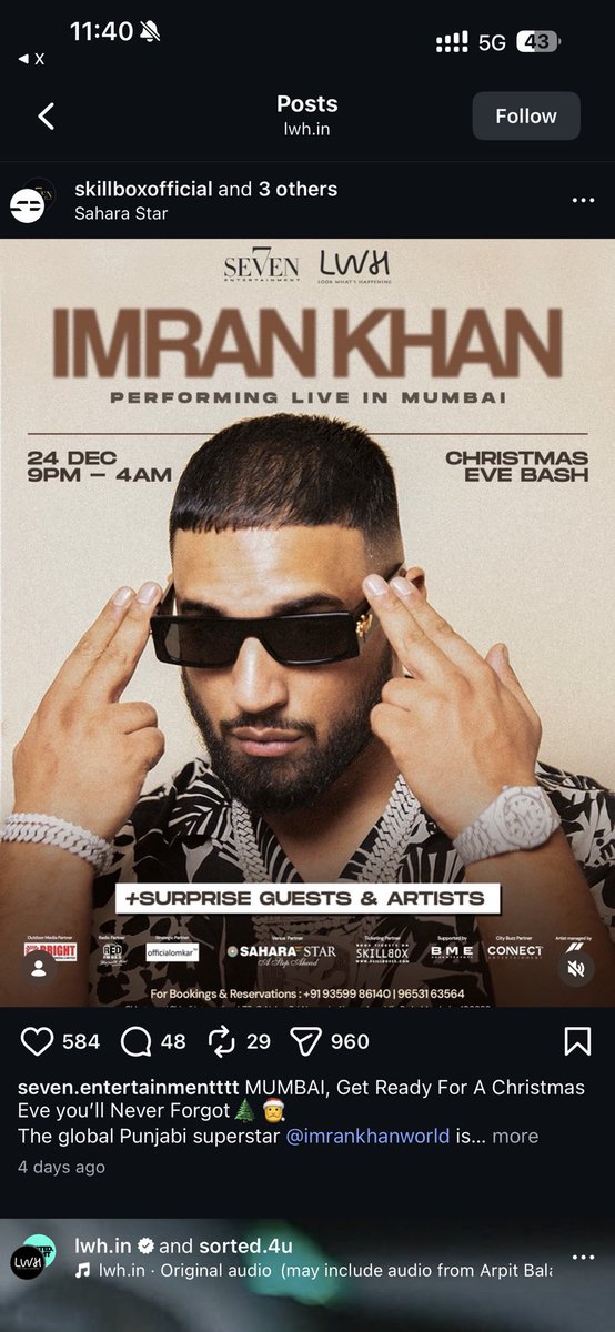 TheSquind's tweet image. So the SkillBox hasn't learnt their lessons. @HMOIndia

How come a Pakistani Artist is allowed to perform &amp;amp; earn in Mumbai?

Have attached the contact of the other two organisers. Take action @MumbaiPolice 

Cancel the show ASAP @CMOMaharashtra