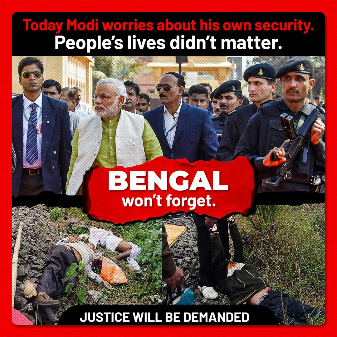 A_B_army's tweet photo. Bengal won't forget. We demand justice for those four lives that were lost because they were travelling to attend Modi's rally at Taherpur.
#Justice #BJP #ZhaoLusi #ModiDisasterForIndia #breakingtheinternet #EpsteinFiles #ModiHaiTohMumkinHai https://t.co/ktCIazn9sX