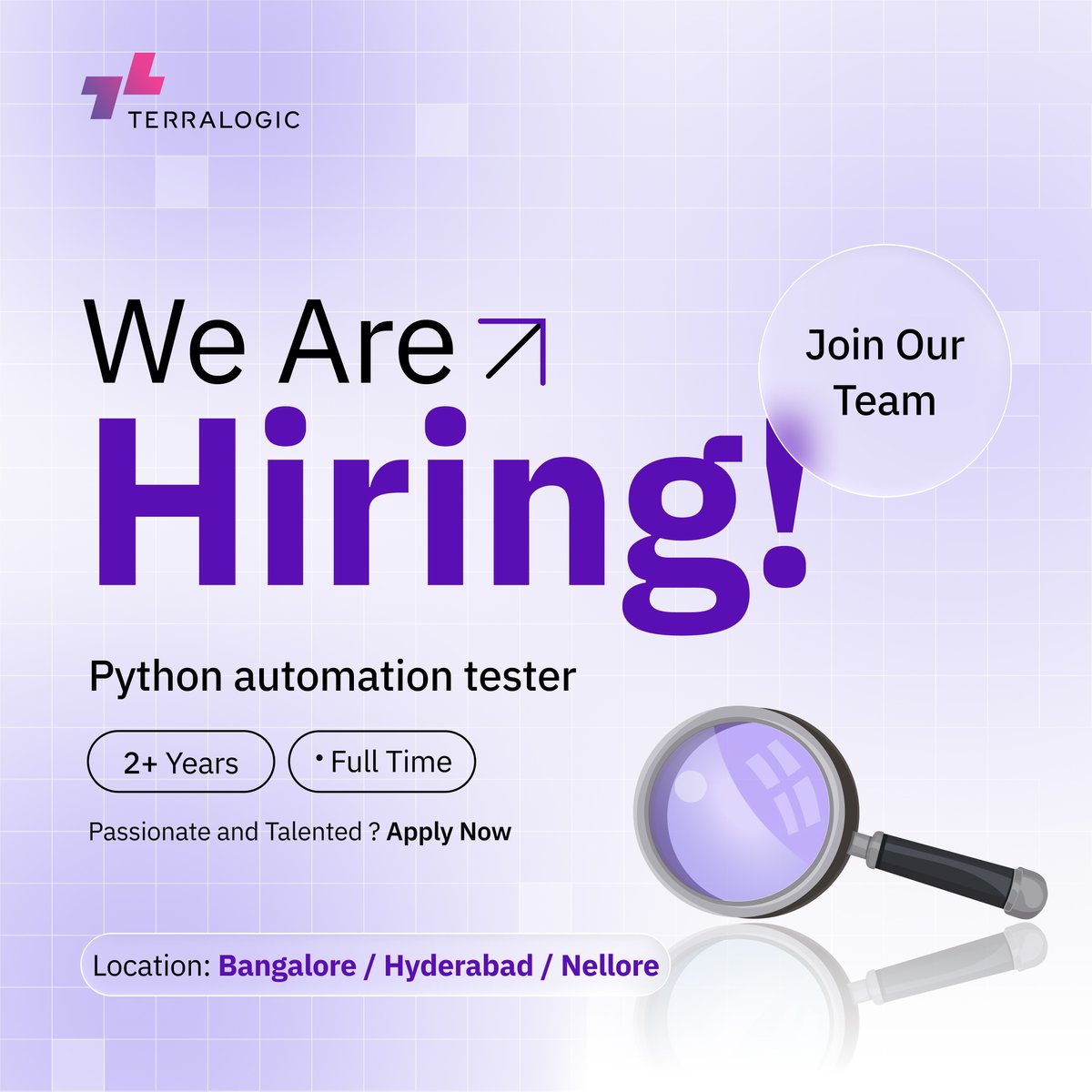 Terralogic_'s tweet image. We’re Hiring!

Python Automation Tester
Experience: 2+ years
Location: Bangalore / Hyderabad / Nellore

DNAC Wireless Automation Engineer
Experience: 3+ years
Location: Bangalore

Apply now - linktr.ee/terralogic

#WeAreHiring #TechJobs #PythonAutomation #Terralogic