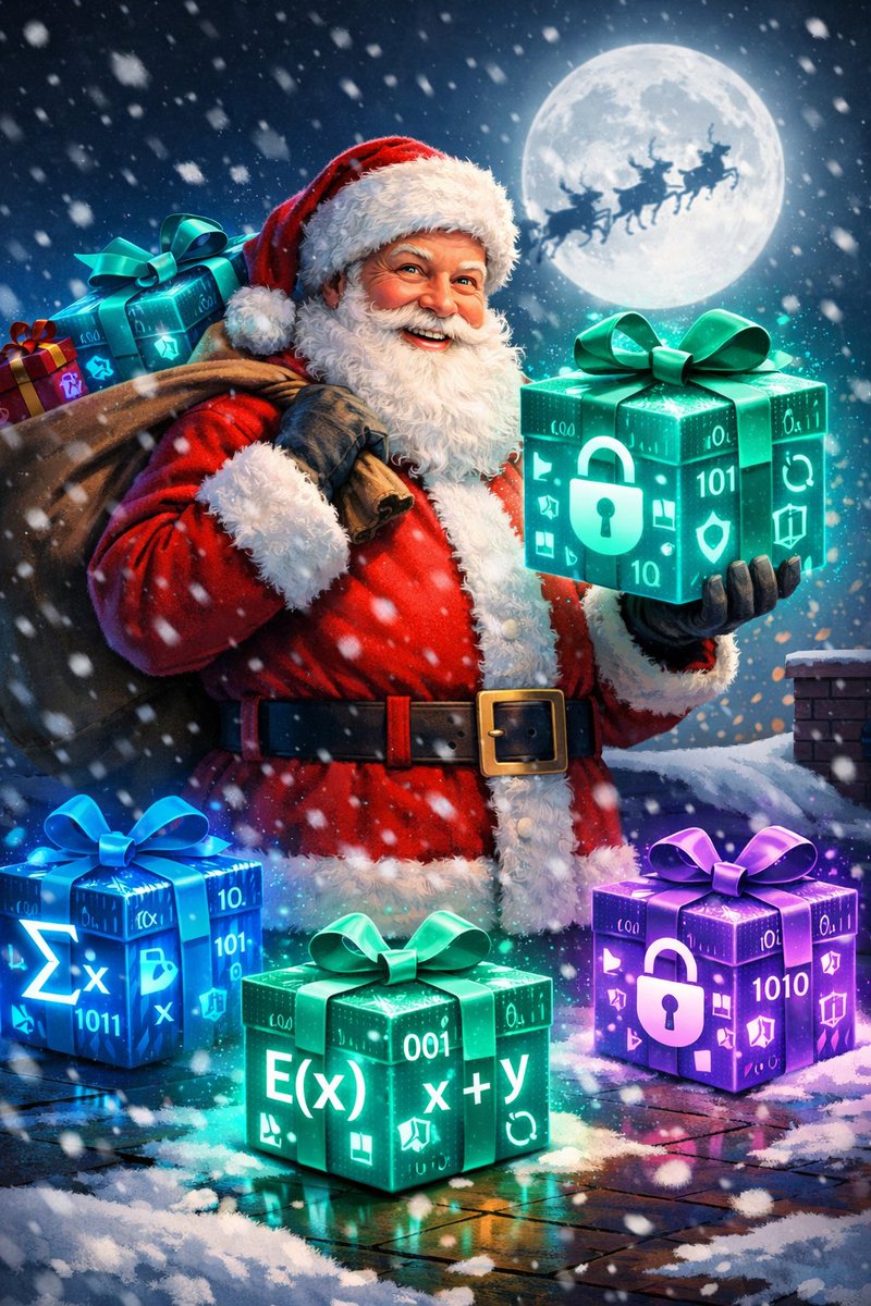haegolmul_eth's tweet photo. Santa delivering gifts encrypted with FHE ๐
๐
Even when processed, the contents stay private.
A Christmas where privacy is protected till the very end ๐
#FHE #FullyHomomorphicEncryption #Privacy #PrivacyTech
#Mind #MindNetwork #Web3 #Crypto #AI #Christmas https://t.co/QpDvofuVtf