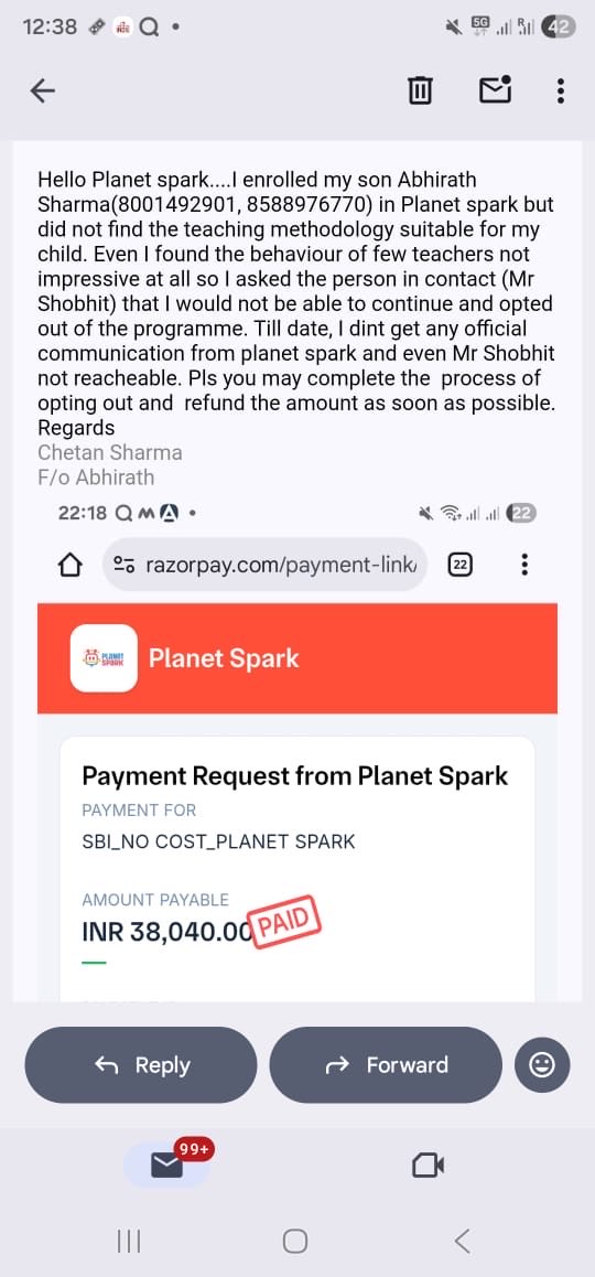 mgarg26's tweet photo. @dhooperism @myplanetspark waiting for refund of Rs 38000 for the cancellation of the subscription. It’s been more than 6 months now. Going for a legal route if no action is taken in next 5 days. https://t.co/eslniVy5Oz
