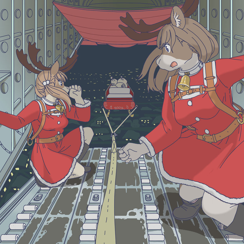 プレゼント配りするトナカイ