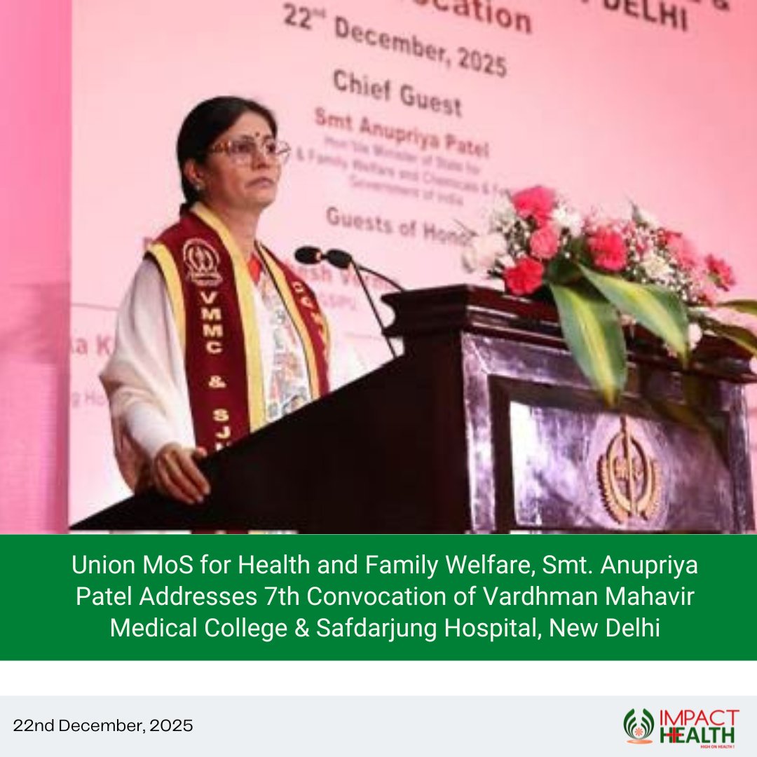 ImpactHealth20's tweet photo. Union MoS for Health and Family Welfare, Smt. Anupriya Patel Addresses 7th Convocation of Vardhman Mahavir Medical College &amp; Safdarjung Hospital, New Delhi
.
.
.
.
.
#newspaper #newsflash #newsupdate #impacthealth https://t.co/5ZQL9f22fC