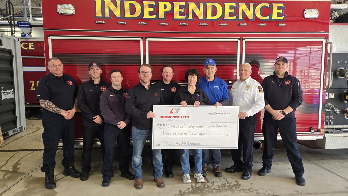 We extend our heartfelt thanks to Commonwealth Rolled Products, Inc. for their generous $6,000 donation towards four different seasonal programs: Shop with a Cop, Stuff the Ambulance / South Hills Lend-A-Hand, Adopt-A-Family, and the Yuletide Hunger program.