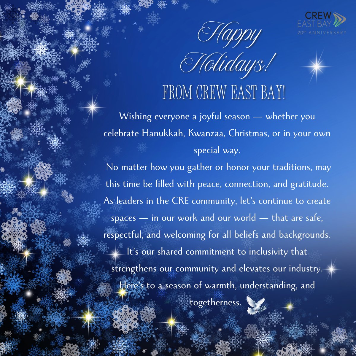 #CREWEastBay #commercialrealestate #womeninleadership #leadership #CREWNetworking #womensupportingwomen #CREeastbay #Kwanzaa #Christmas #Hanukkah #PeaceOnEarth #Community #inclusivity
