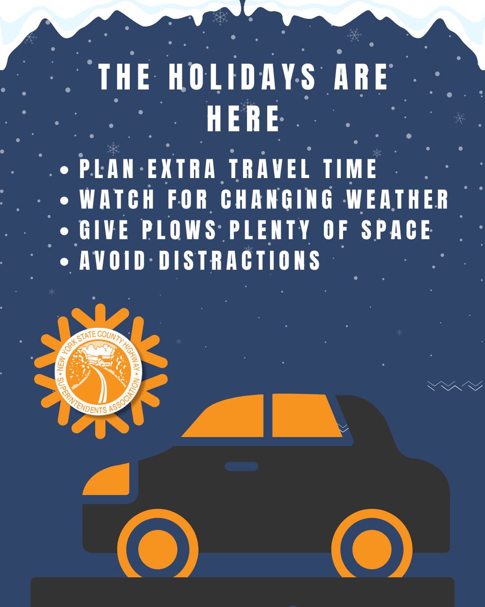 CountyHighways's tweet photo. Holiday Travel Reminder
The holidays are here—and that means more cars on the road! Whether you’re driving across town or across the state, take it slow and stay alert.

🚦 Plan extra travel time
🌨️ Watch for changing weather
🚜 Give plows plenty of space
📵 Avoid distractions https://t.co/c2NitiP9rR