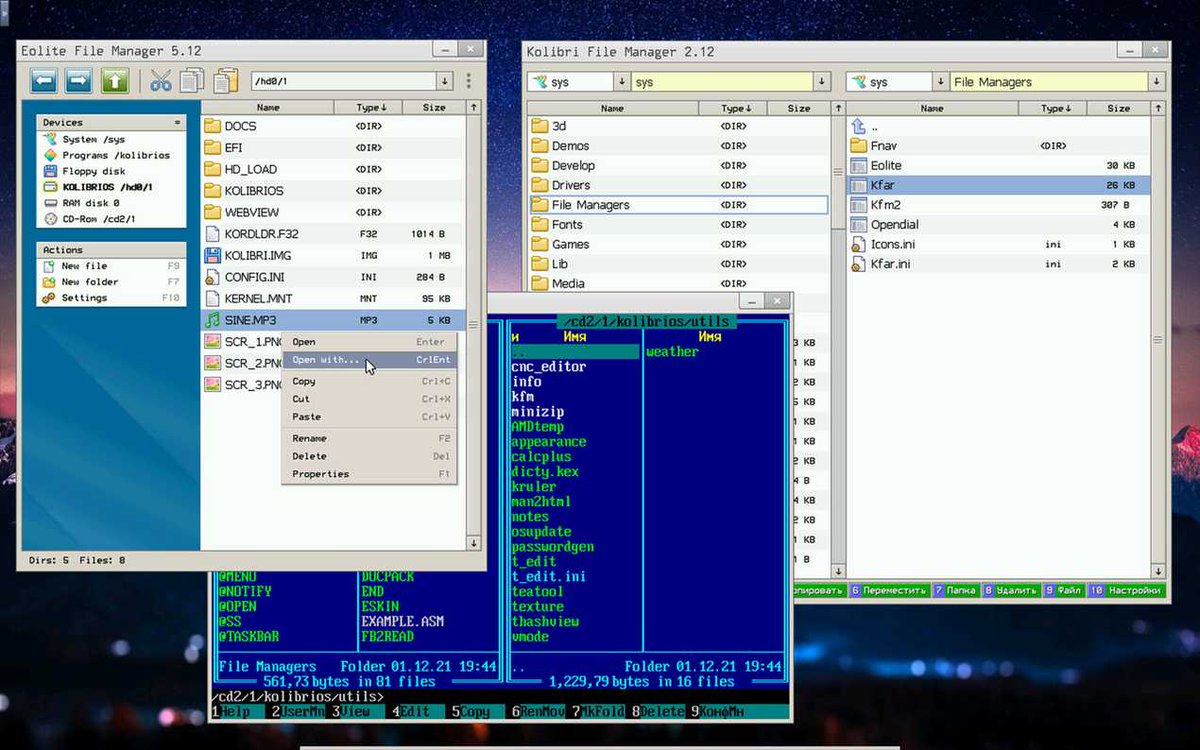 elhackernet's tweet photo. KolibriOS es un sistema operativo gráfico que arranca en segundos

Primo de MenuetOS, con requisitos similares: solo 12 MB de RAM

A pesar de su tamaño, incluye un procesador de texto, visor de imágenes, editor gráfico, navegador web y más de 30 juegos
https://t.co/FxL1KqOael https://t.co/UOGkyBeKt1