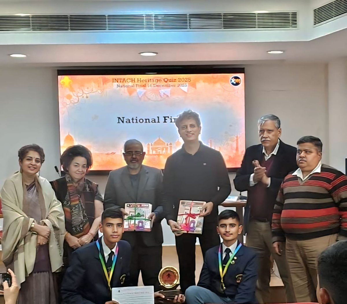 #SainikSchoolNagrotaSainik scripts history! 🇮🇳

Our cadets Pranay Choudhary &amp; Tanishq Sharma secured 3rd place at #INTACHQuiz Nationals 2025. Competed among 24 teams nationwide, became the 1st team from J&amp;K to reach finals.
👏 Congratulations!

#SainikSchoolsSociety #nexas_ssn