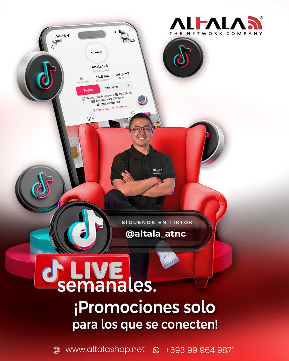 Aquí no se espera. Se compra en vivo. 🔥

En los LIVE de Altala hay precios especiales, atención en tiempo real y descuentos exclusivos.

📆 Lun, Mié y Vie | ⏰ 10:00 AM
📍 TikTok: @altalaec
👉 Entra al LIVE y aprovecha.
#Altala #TikTokLive #VentasEnVivo
