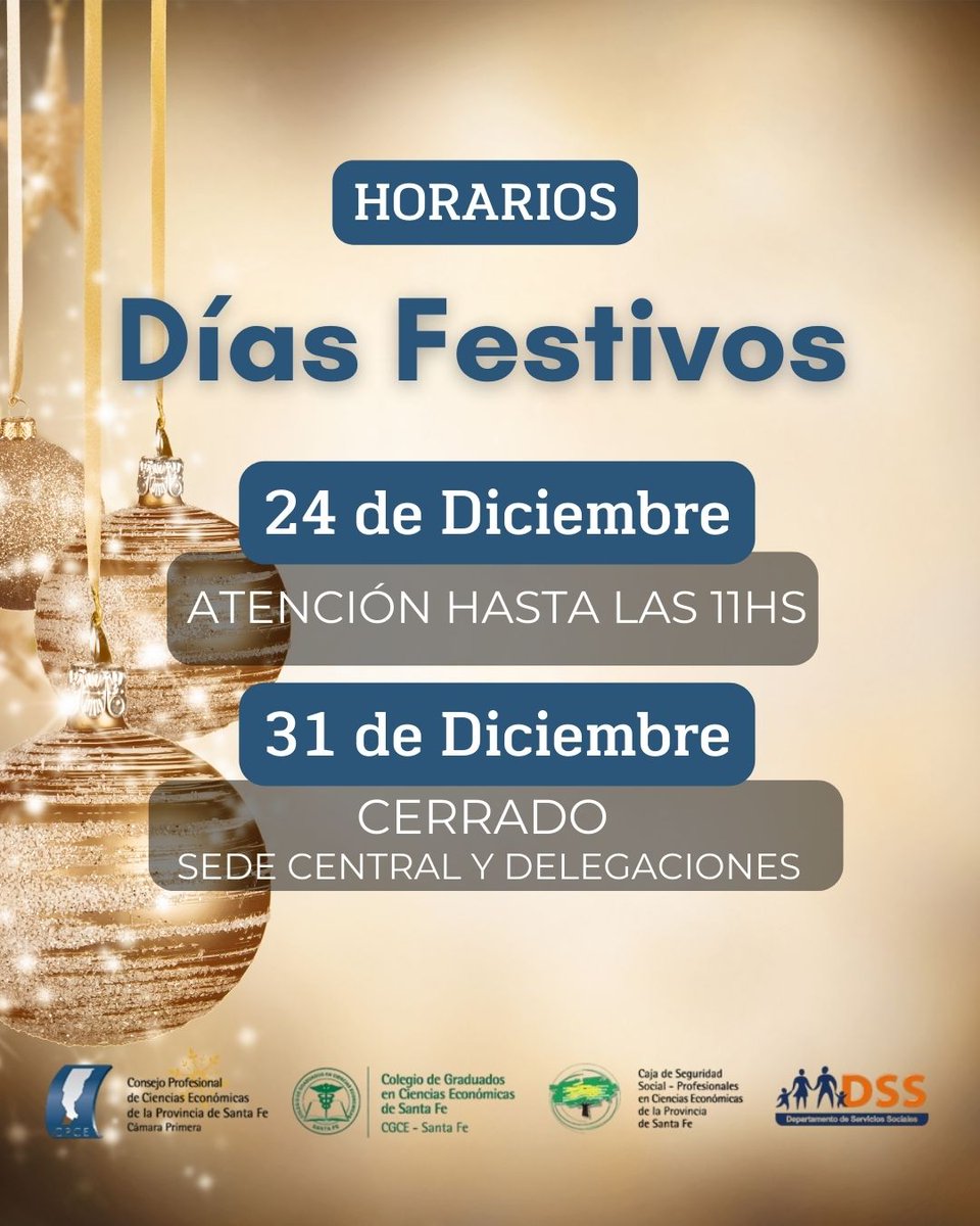 📢ATENCIÓN❗

ℹ Horarios de atención días Festivos 

 📆24 y 31/12