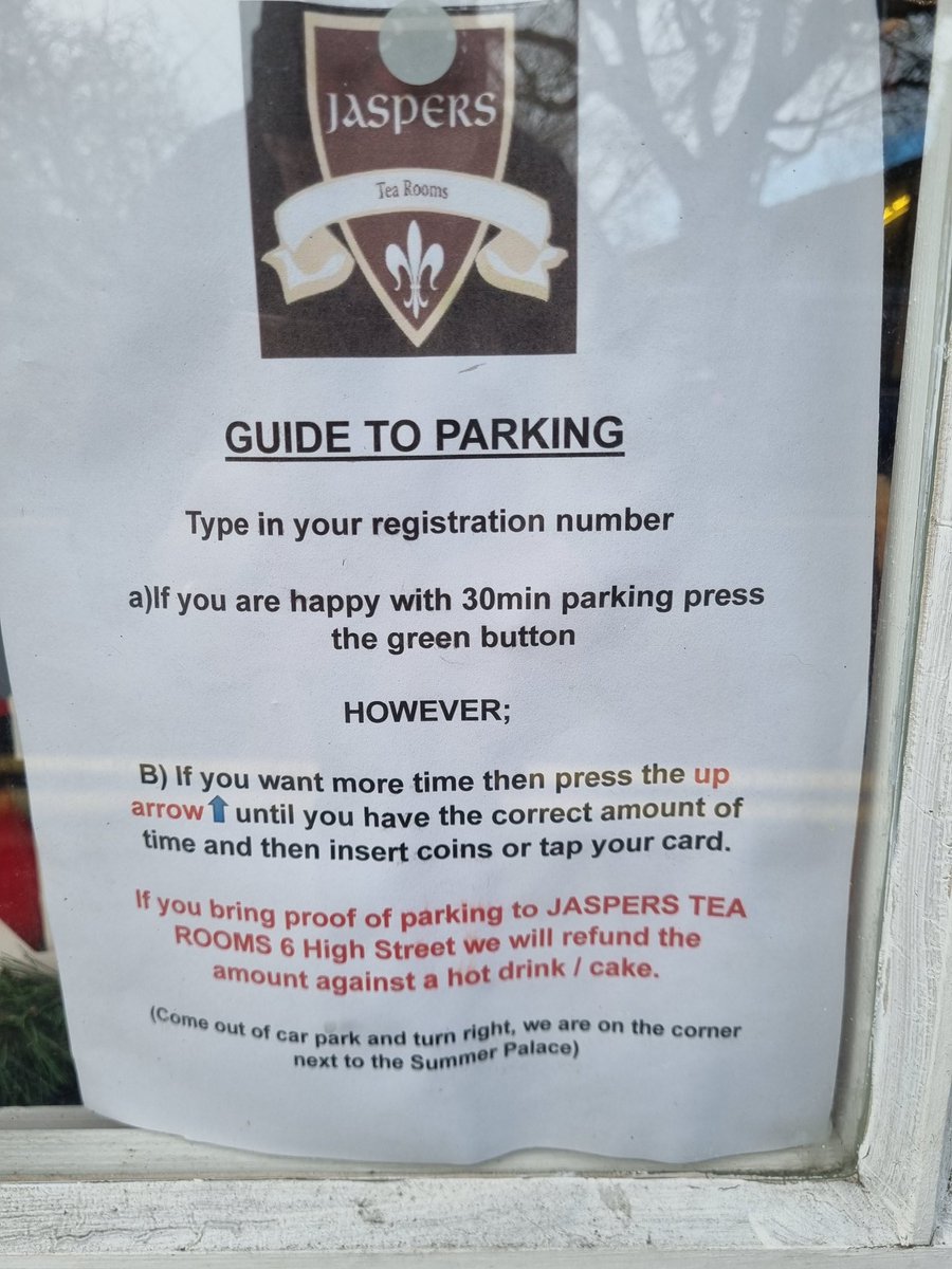Integroovens's tweet image. A lovely gesture by @jasperstearooms to refund the parking charge if you have a hot drink and some cake. What a wonderful idea.
@Sean4Llandaff