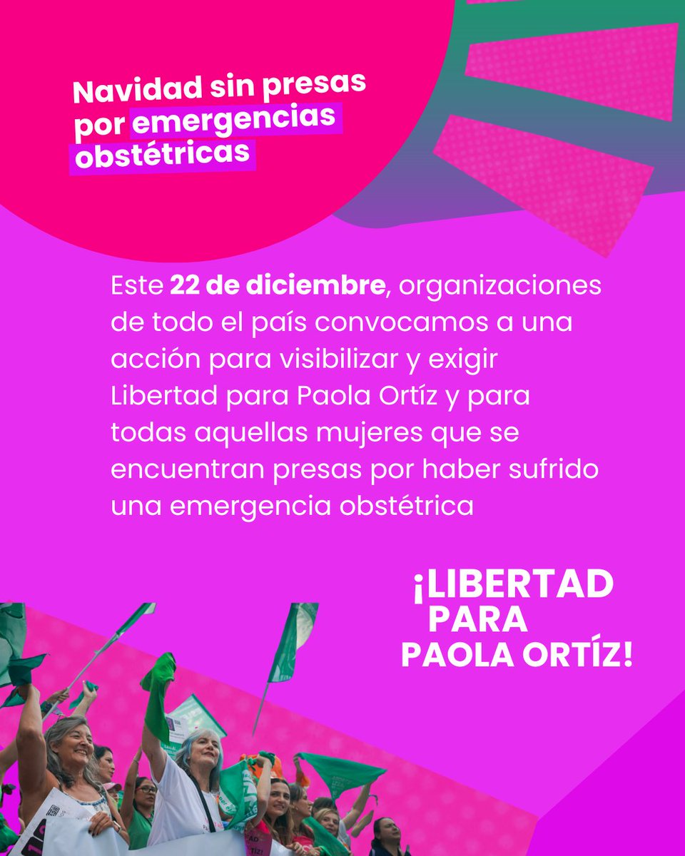socorrocomarcaa's tweet photo. 🟣 Este 22 de diciembre, organizaciones de todo el país convocamos a visibilizar y exigir ¡Libertad para Paola Ortíz!, por una _*Navidad sin presas por emergencias obstétricas*_ 🎄✴️ https://t.co/RpfnhKhmIl