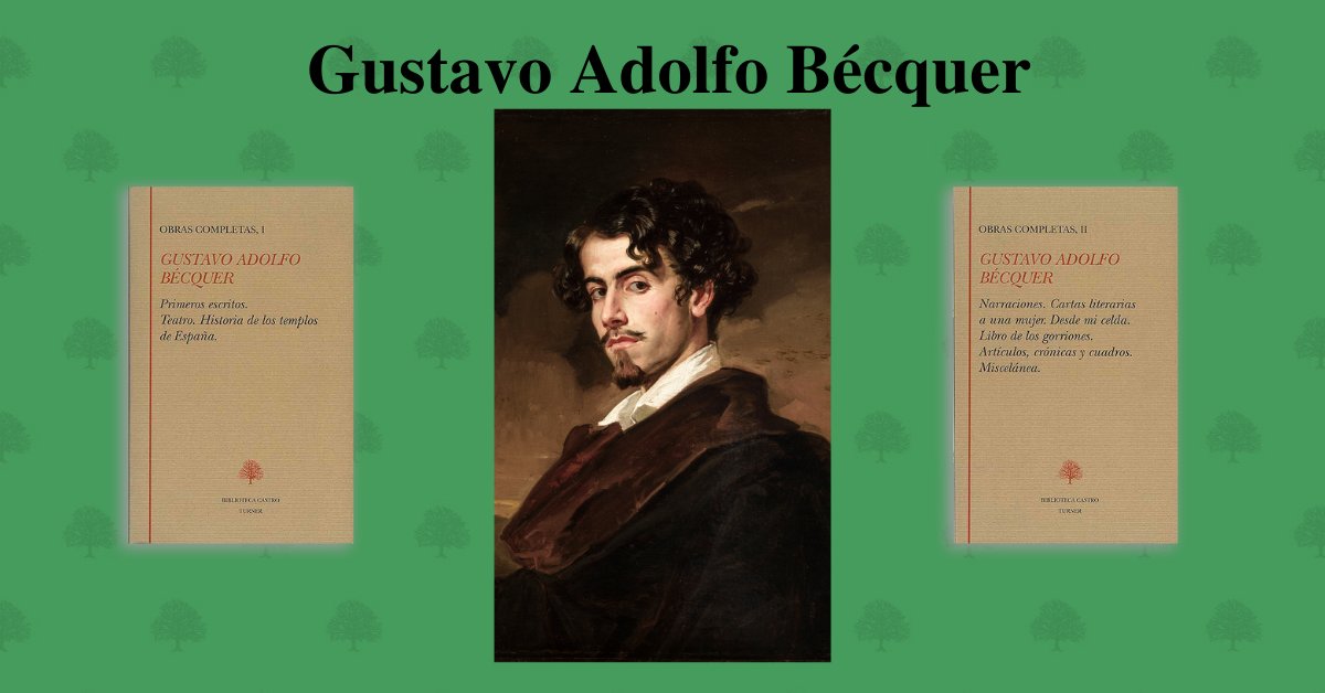 Fund_Castro's tweet photo. La obra de este gran escritor ignorado en vida, fue rescatada póstumamente gracias al celo de sus amigos. Su Sevilla natal  le modeló el carácter pero sería en Madrid donde se fue introduciendo en el mundo periodístico y literario.
Llegó a dirigir El Contemporáneo, donde publicó lo mejor de su obra. Desde el periodismo iba afianzando su faceta de creador literario y en las tertulias conoció a Rosalía de Castro y a otras personalidades del momento. Educado en el más depurado clasicismo, pondrá la poesía y la prosa narrativa españolas en los umbrales de la modernidad.

Gustavo Adolfo Bécquer falleció #taldíacomohoy de 1870 y un bonito homenaje sería volver a sus páginas: de las célebres Rimas y Leyendas a la romántica Historia de los templos de España.

Aquí sus Obras completas editadas por Ricardo Navas https://t.co/x22TiYUp4M
