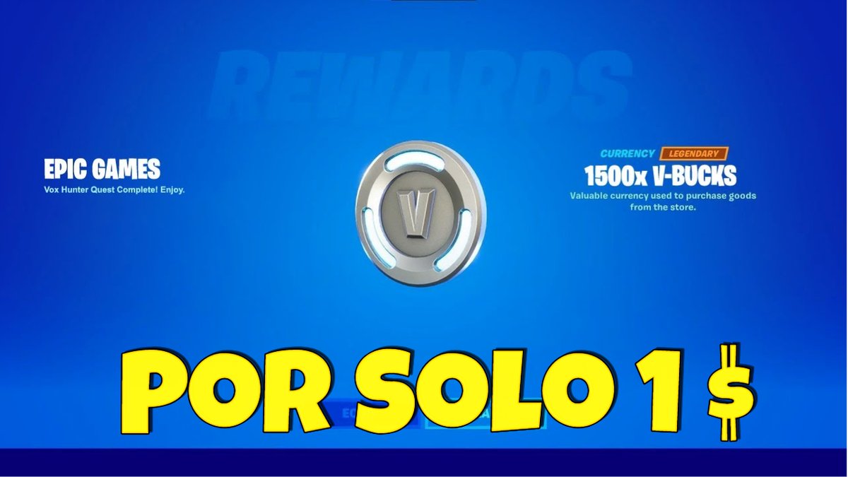 AHORA! CONSIGUE *1500 PAVOS* POR 1 $ EN FORTNITE 😱🔥
LINK: youtube.com/watch?v=qkAAWP…
#Fortnite