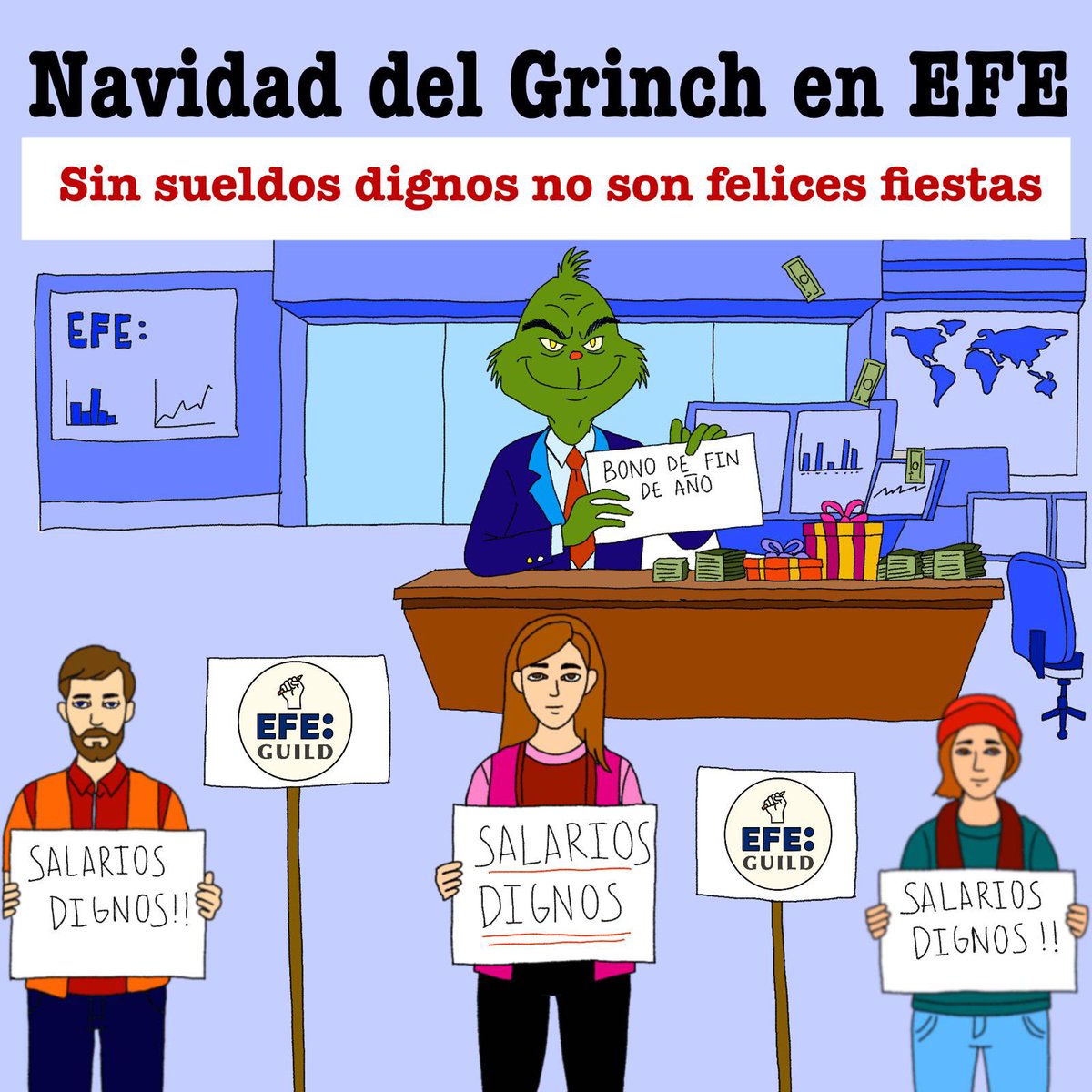Tercera Navidad con los sueldos congelados en <a href="/EFEnoticias/">EFE Noticias</a> Estados Unidos.

Tras meses de negociación sin acuerdo ni #SalariosDignos, no hay mucho que celebrar.

Para el resto, felices fiestas! ⭐ 🎄