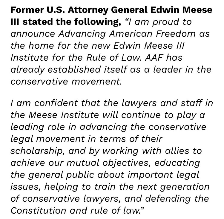 DominicJPino's tweet image. Wow.

It's not just that the staffers from Heritage's Meese Center are moving to @AmericanFreedom.

They're taking the name with them, with Edwin Meese himself in support of it.