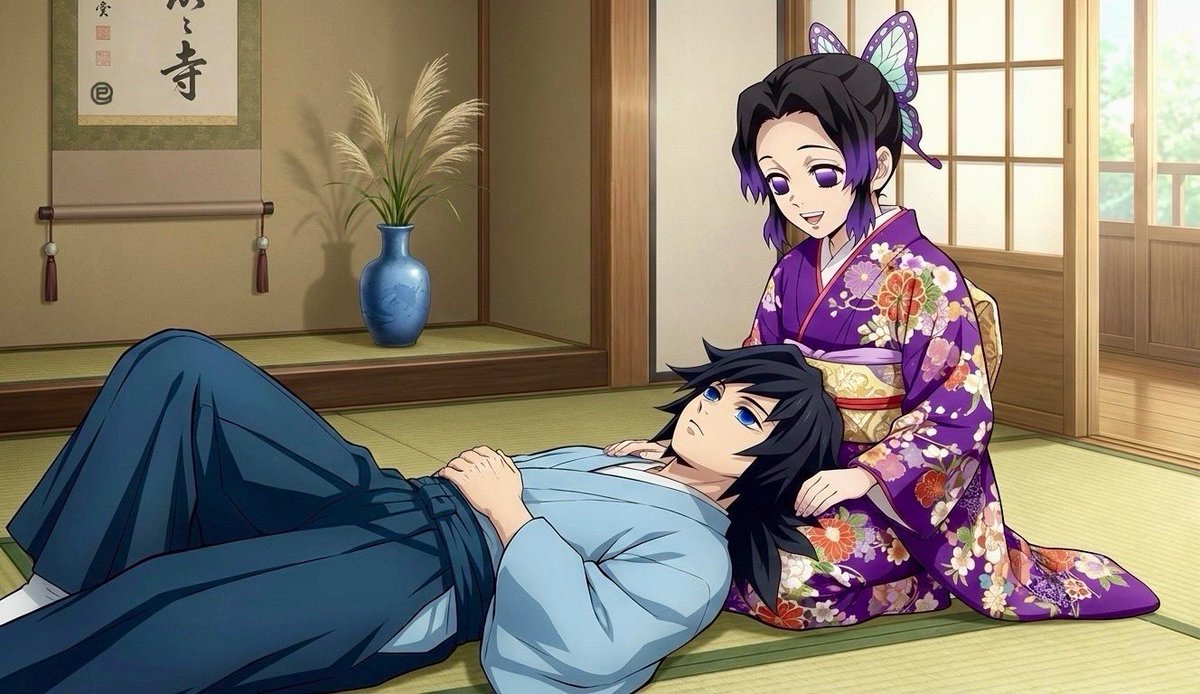 AIで遊ぶ🌊🦋。いつかあったかもしれない穏やかな日。
やっぱりフル画面でアップしようと思い、投稿し直しました。
#冨岡義勇　#胡蝶しのぶ