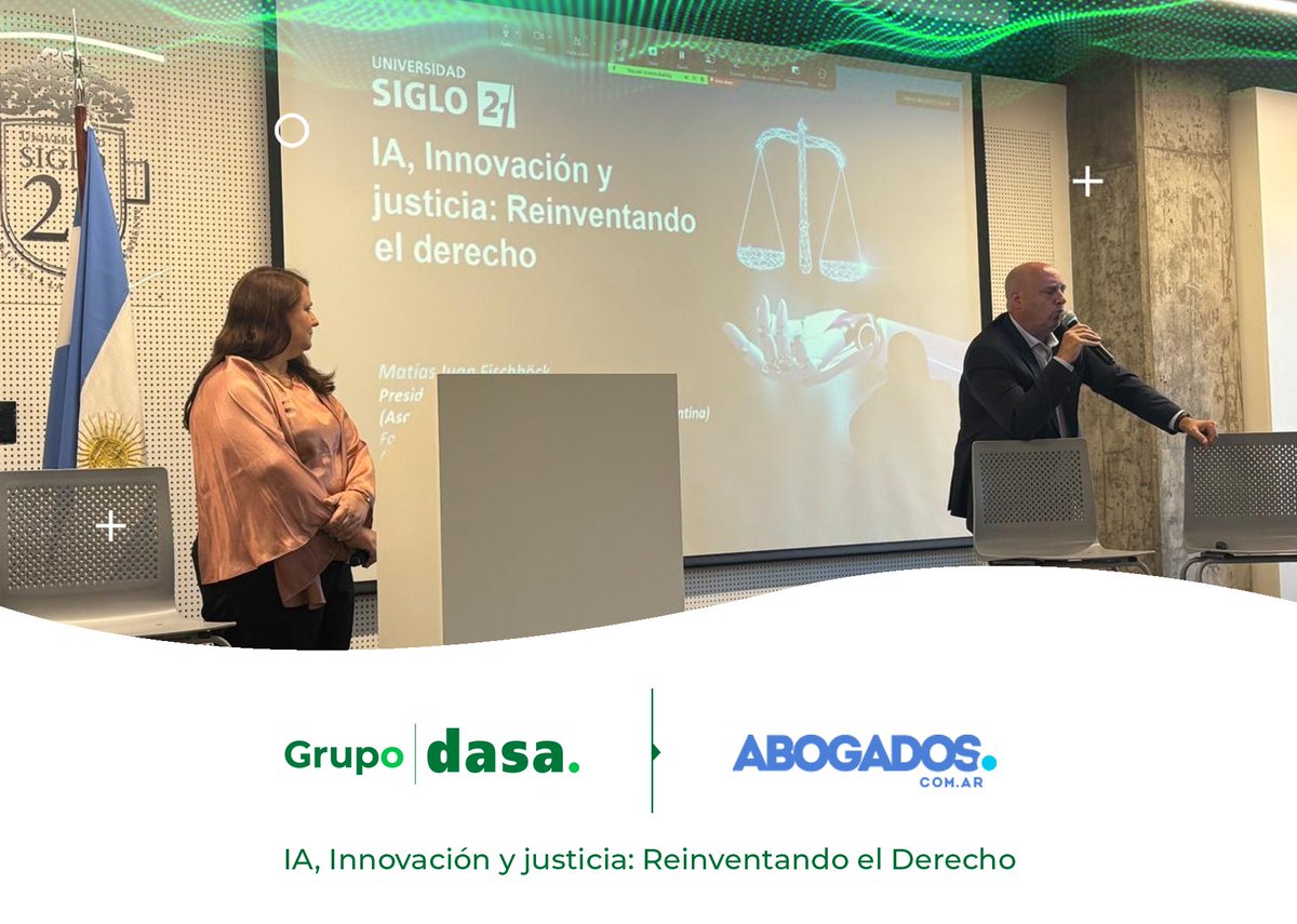 DasaBPO's tweet photo. Matías Juan Fischböck, CEO &amp; Founder de Grupo DASA, participó como disertante en la jornada organizada por https://t.co/yLxn81SuZw, en Universidad Siglo 21, donde se debatió el impacto de la inteligencia artificial y la innovación en la transformación de la profesión legal. https://t.co/aIo8zaBynk