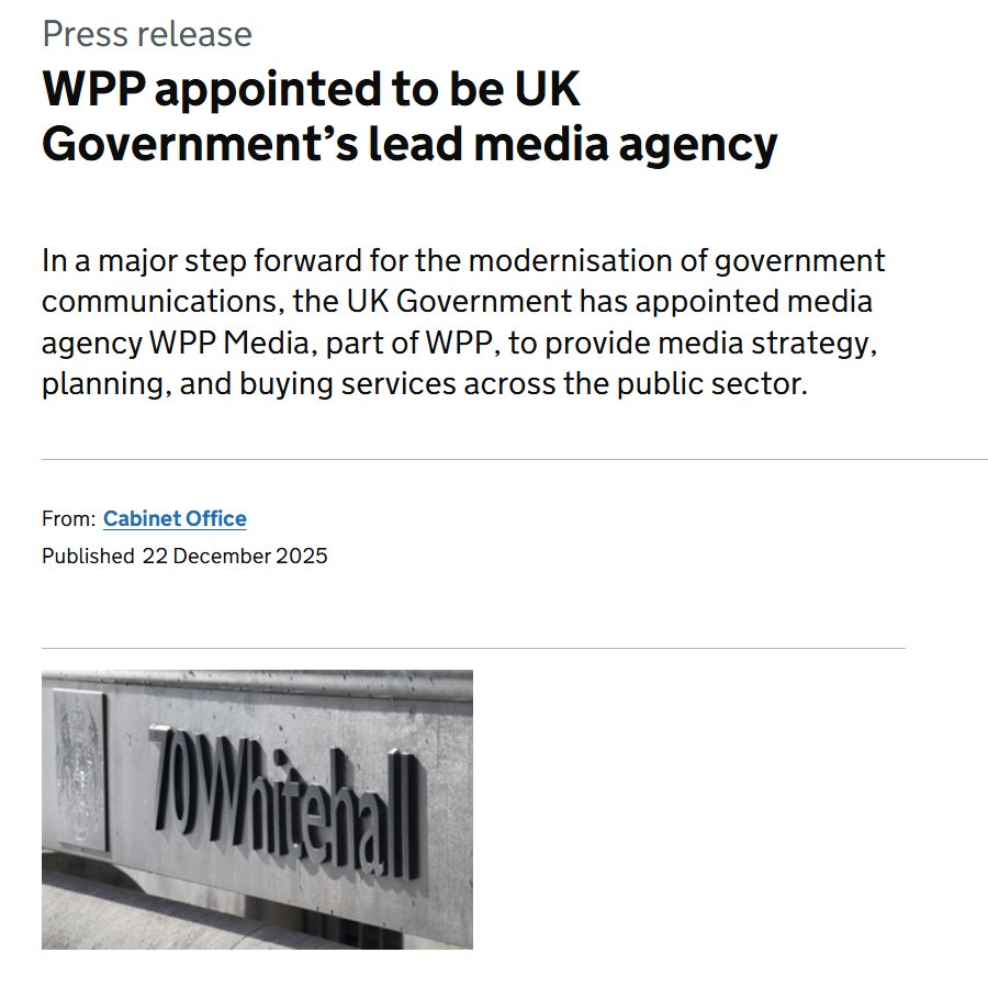 With the government now appointing an external firm to handle the public sector's "media strategy, planning, and buying services", I assume there will be a major cull of comms staff

In 2024  there were 4,850 comms staff in Whitehall alone