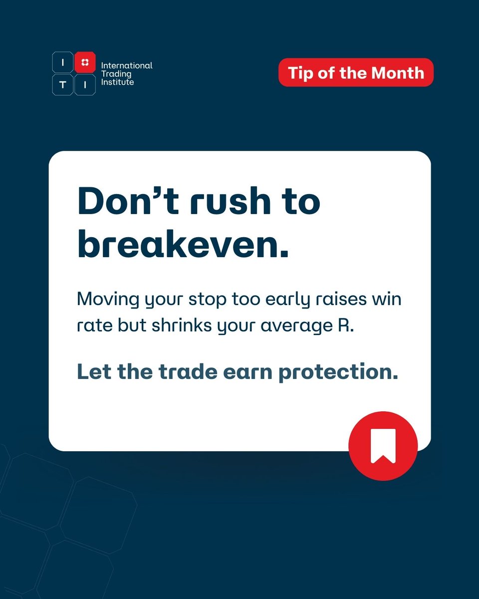 Moving your stop to breakeven too early feels safe.
In practice, it often raises win rate while quietly reducing expectancy.

Let the trade earn protection.
Risk management is not about comfort. It’s about distribution.

📌 Save this for your next trade review.
