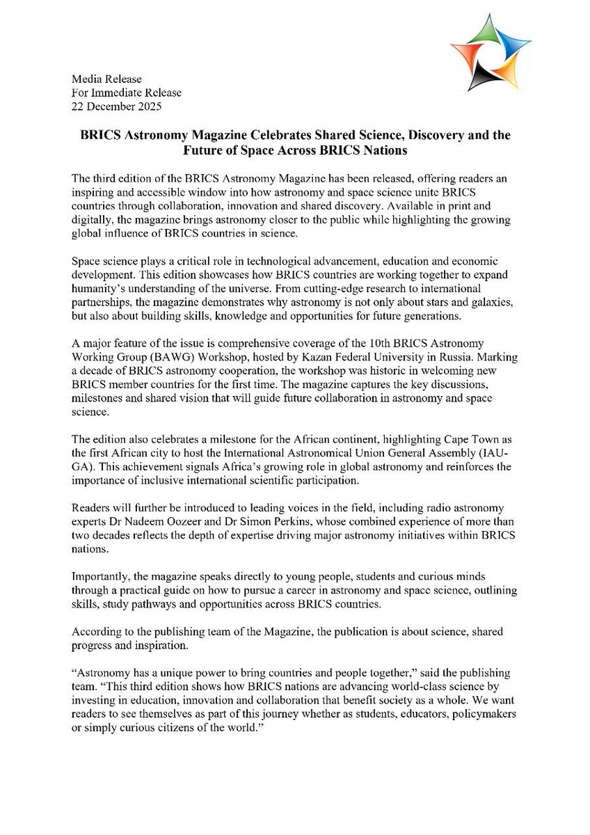 BRICS Astronomy Magazine tweet media