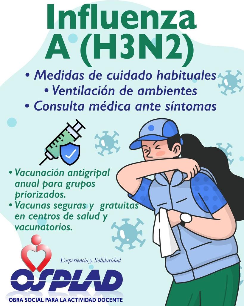 🤧Influenza A (H3N2).
💉Prevención, consulta médica y vacunación antigripal anual.
#OspladTeAcompaña