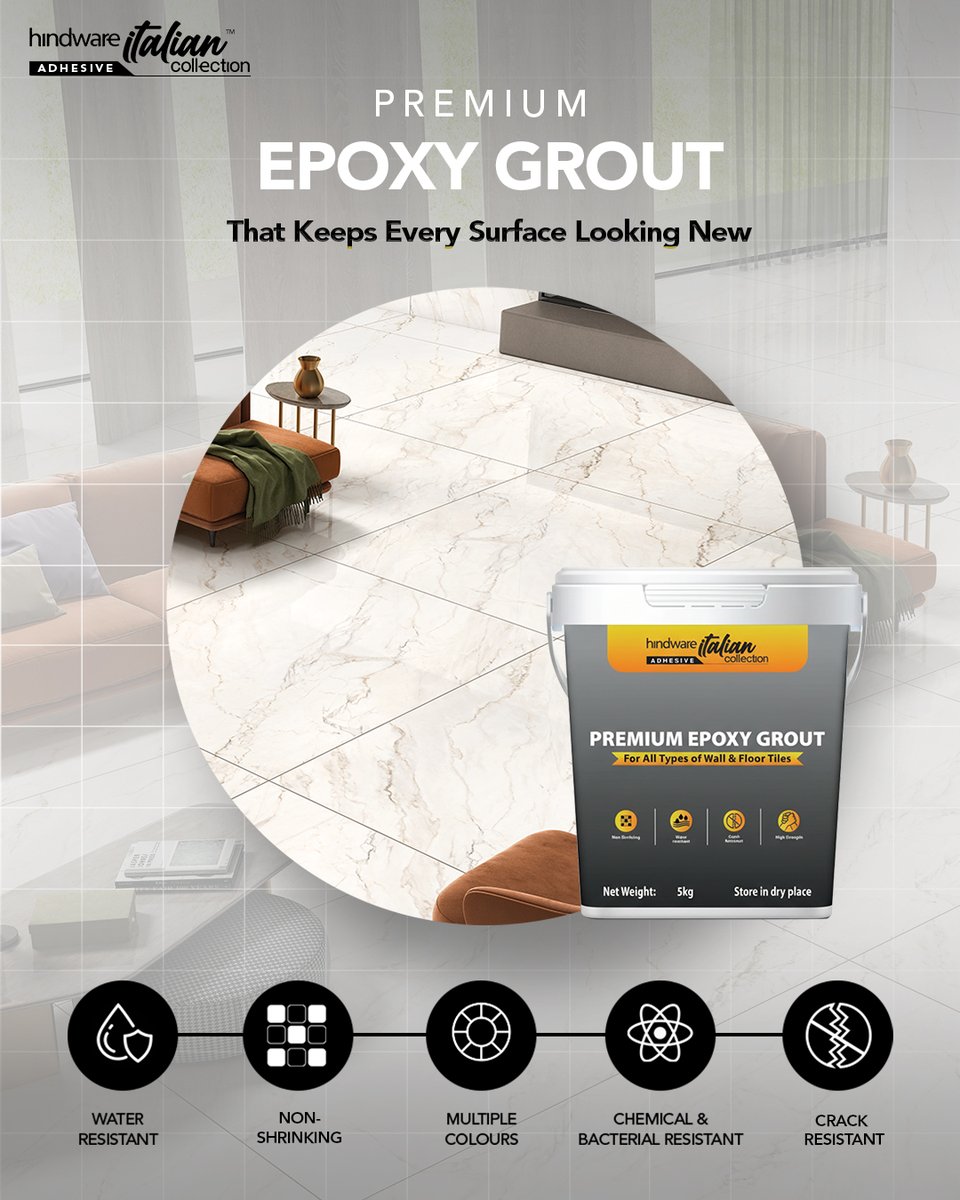 hindware_tiles's tweet image. Because great tiles deserve a grout that keeps up. Smooth to apply, tough on stains, and made to keep your spaces looking refined.

#HindwareTiles #Adhesive #HindwareAdhesive #CementAdhesive #Tiles #HindwareItalianCollection