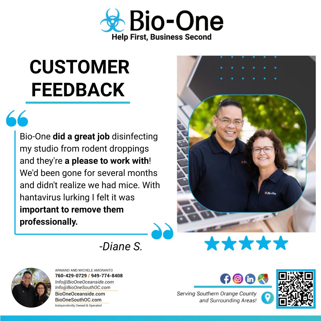 BioOneSouthOC's tweet image. ✨ Professional help makes the difference. ✨

We’re glad we could provide expert disinfection and peace of mind when it mattered most.

📞 Southern Orange County – 949-774-8408
📞 North San Diego County – 760-429-0729

 #SafeSpaces #CleanupExperts #CommunityCare