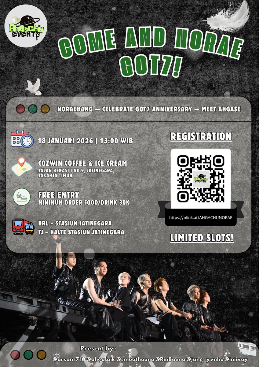 ofcahgachuteam's tweet photo. 🔓 It’s unlocked, Ahgase! 💚
Come and Norae, GOT7! 🎤

Rayain anniversary GOT7 bareng Ahgase lewat noraebang seru 💫
🗓 Minggu, 18 Jan 2026 | 13:00 WIB
📍 Cozwin Coffee &amp; Ice Cream
📝 Register here [https://t.co/f2h9QQW7f1]
⚠️ Limited slots!

#GOT7 #IGOT7 #AHGASE #갓세븐 https://t.co/cAxJaXslDt