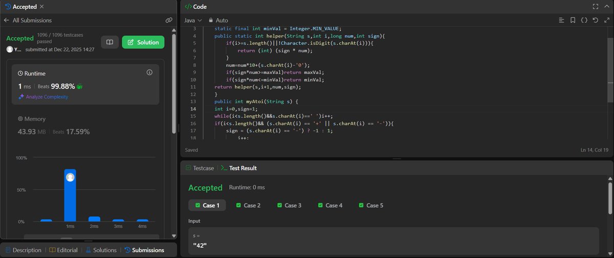 Yuvrajjjj_0911's tweet image. Day 11 completed!
Learning recursion step-by-step.
Today solved:
• String to Integer (atoi) using recursion
• Power function using recursion
@striver_79 @takeUforward_ 
#DSA #LeetCode #CodingChallenge #LearningInPublic
