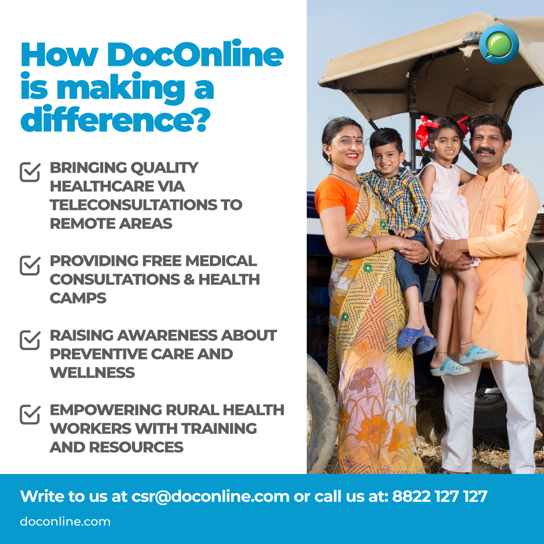 DocOnlineHealth's tweet photo. 70% of India lives in rural areas. Only 25% of doctors serve them. That gap needs more than conversation - it needs action. DocOnline is working to make quality healthcare accessible in remote regions through telemedicine, awareness, and on-ground support.

Call: 8822 127 127 https://t.co/I9rVCZ5rko