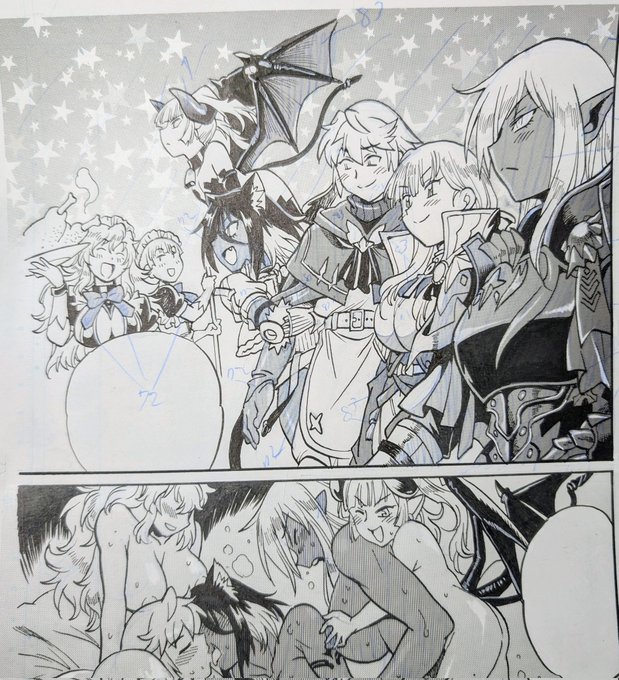 ロイホで晩飯食ってアシ代握りしめたアシが帰って本日12月22日、本年の商業誌の作業は終了です。画像は最後に描いたコマだけど目がしょぼしょぼの状態でキャラが重なってる絵は辛い⋯

後は28日締め切りでまだ下書きを1枚しか描いてない冬コミ新刊に取り掛かります。死ぬぅ〜。 