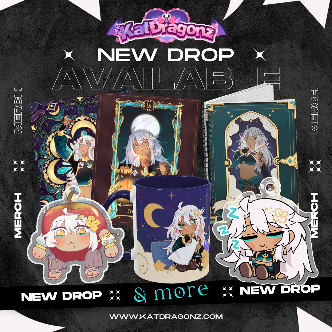 🌘On the longest night of the year....the merch of your favorite sleep magician has arrived~ 🌒

get cozy with a cute mug, comfy blanket, a dream journal, posters, sticker, standee, and keychain-- all thanks to partnering with KatDragonz

✨use code INDIDERE for 10% off✨