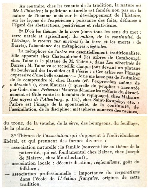 Petit rappel : dans l'histoire, le thème des "racines", de l'arbre, du lien entre la terre et le ciel est un thème qui n'est cher qu'à la "droite traditionnaliste" : donc plutôt à l'extrême droite.

(A noter, c'est amusant, que les verts d'EELV, et bien d'autres, sont également