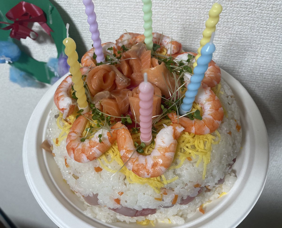 Today's 夜メッシ is… 嫁作誕生日ケーキ イェイイェーイ💙💙💙💙💙💙💙💙💙