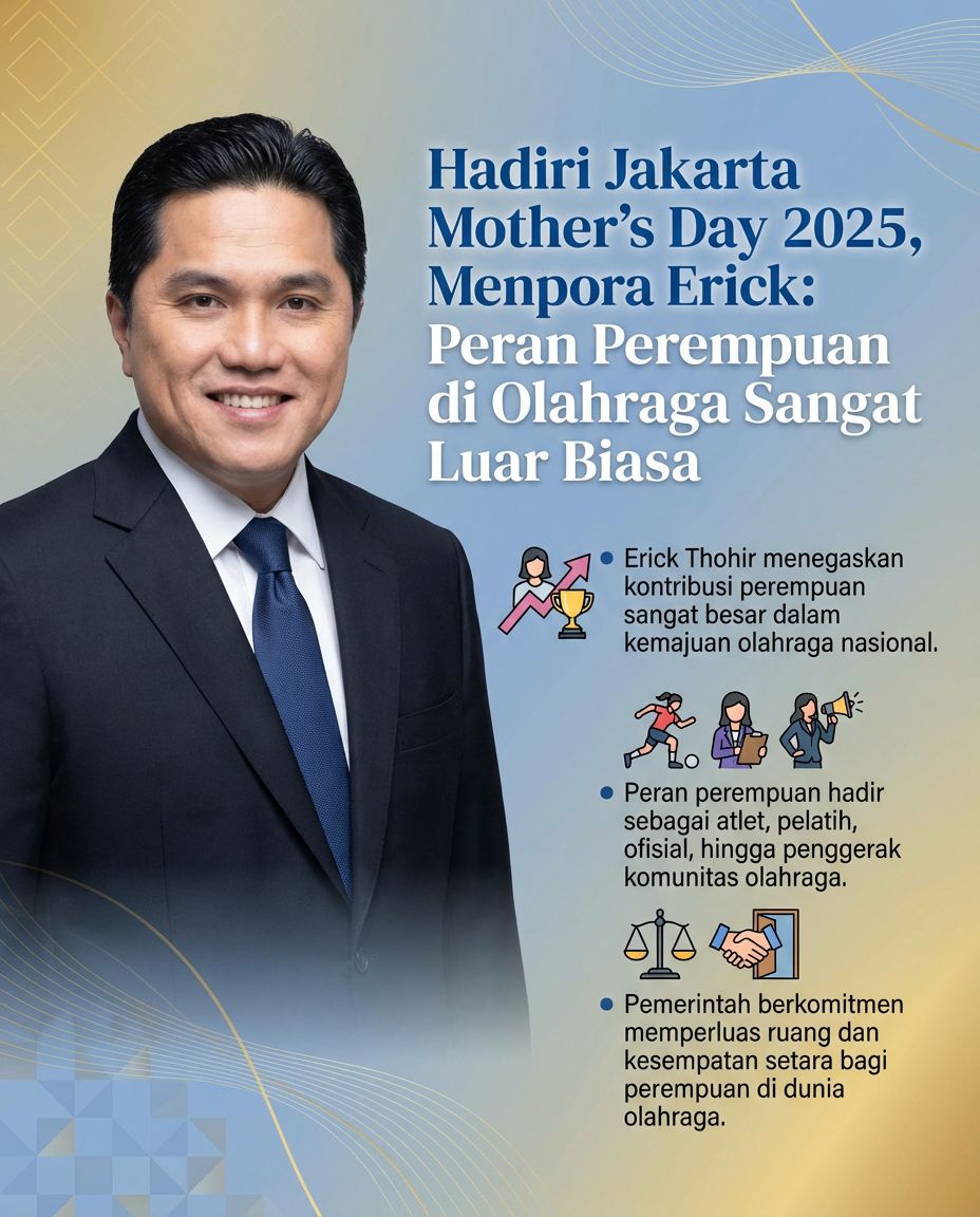 maniakupdate_'s tweet photo. Hadiri Jakarta Mother’s Day 2025, Menpora Erick Thohir menegaskan peran perempuan di olahraga nasional sangat luar biasa.
#berita #kemenpora #menporafu #erickthohir #SEAGames2025 #perempuanberprestasi https://t.co/JdFaFGg494