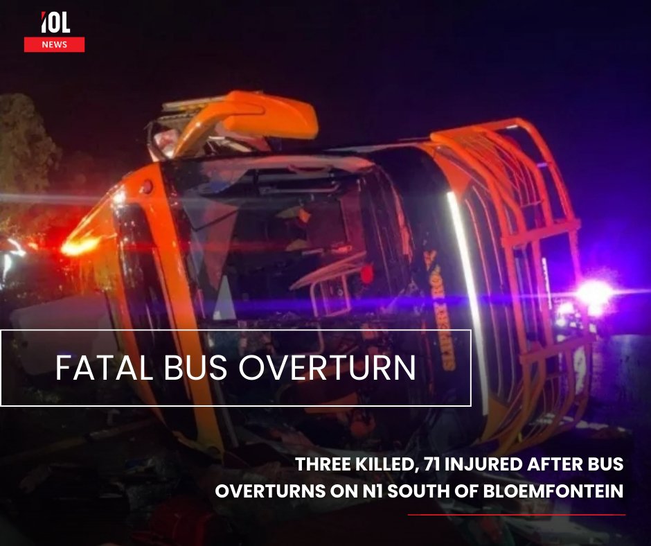 IOL's tweet image. Three people have died after a bus they were travelling in overturned on the N1 south, between Edenburg and Bloemfontein, in the early hours of Monday.
#news #bus #overturned #N1South #people #died
Read on tinyurl.com/fcrh5cd5