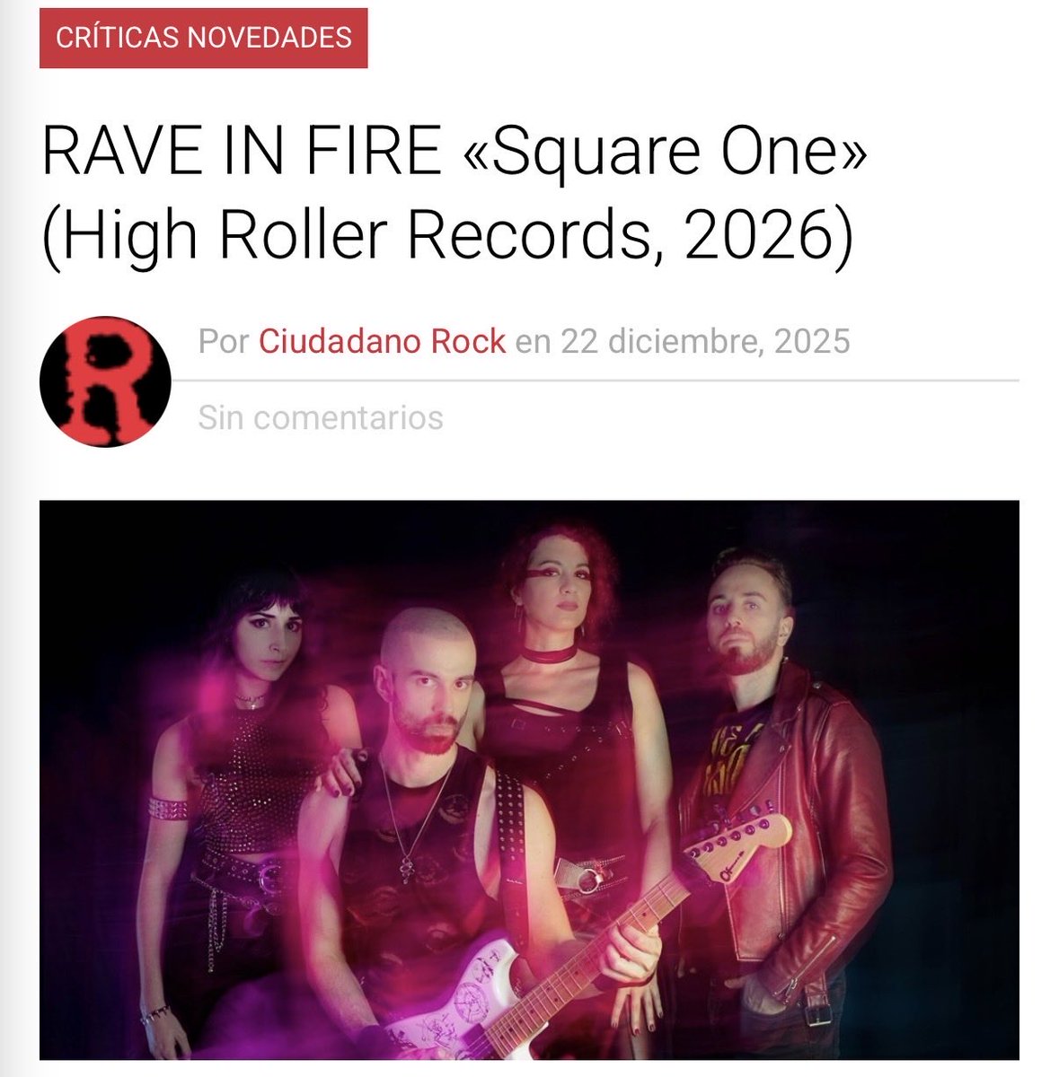 CiudadanoRock's tweet photo. https://t.co/UBAgpsSIj5 #RaveInFire #SquareOne #HighRollerRecords #HeavyMetal #NWOTHM #Metal https://t.co/9zzlsmwxzu