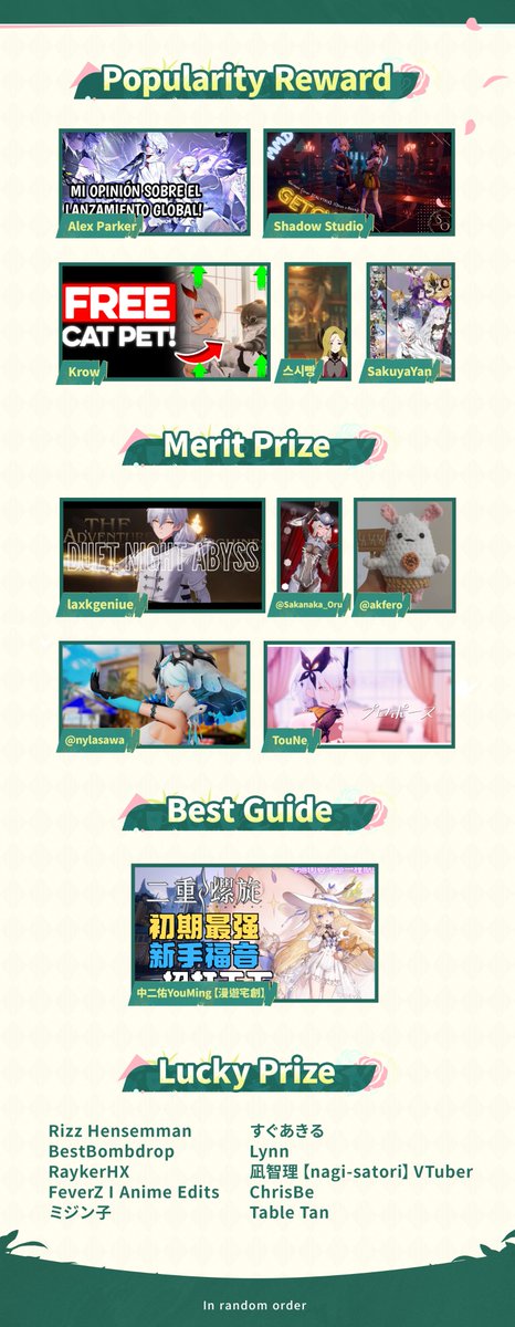 DNAbyss_EN's tweet image. DNArt | UGC Event Winners Announcement

Dear Phoxhunters,
After a fair and impartial voting process, we're excited to announce the winning entries of the DNArt UGC Event!

✦ Winners Announcement ✦
Thank you to all Phoxhunters for your enthusiastic participation and incredible…