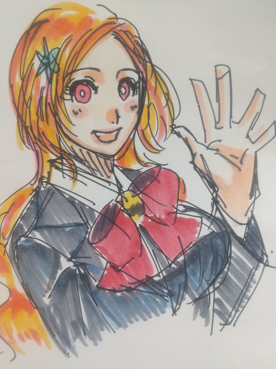 一発描きの織姫ちゃん🧡コピック久しぶりに使った！
