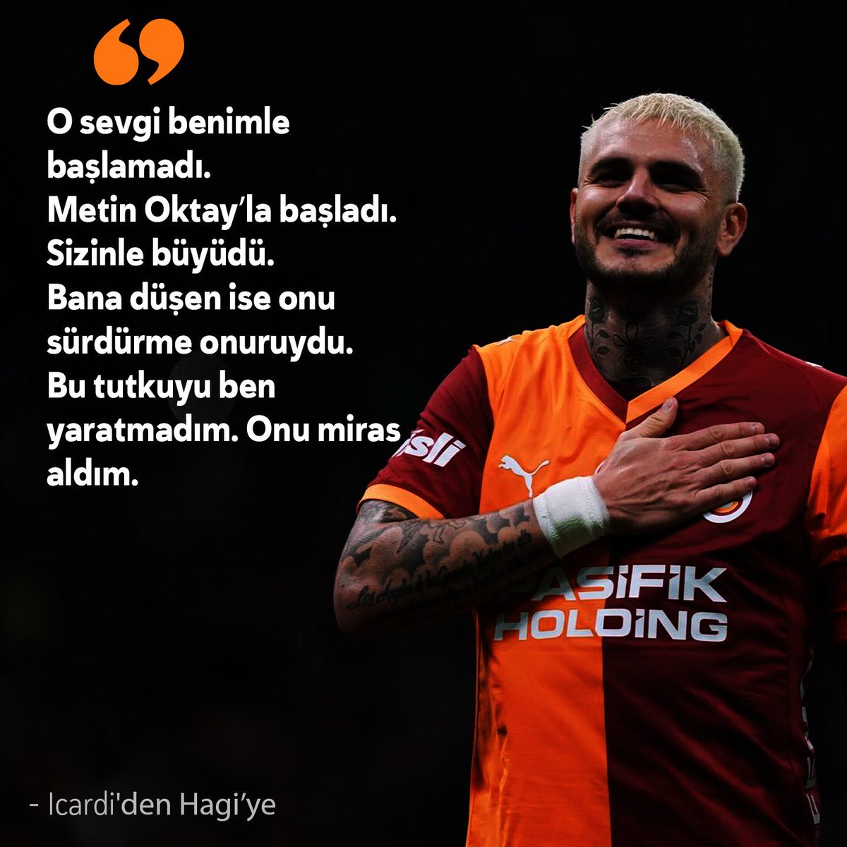 Kulüpler efsaneleri ile yaşar, trolleriniz aksini söylese de; “Icardi çıkıp konuşmuyor diye abdurrahman çelebi’liğe soyunan yöneticilerimiz ve aylardır aleyhe çalıştırdıkları ellerinde tuzlukla bekleyen yardakçıları bilin ki siz yarın bir hiç olursunuz ama Icardi bu kulüpte her