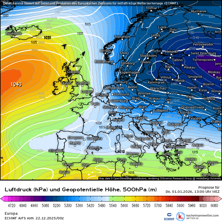 Es darf schon spekuliert werden, ob es direkt zum Start ins neue Jahr zu einer tiefdruckgeprägten Nordlage kommt. Diese Lösung taucht immer mal wieder auf. Damit könnte es dann häufiger Schnee geben. Ist aber natürlich noch Spekulationsbereich. /FR