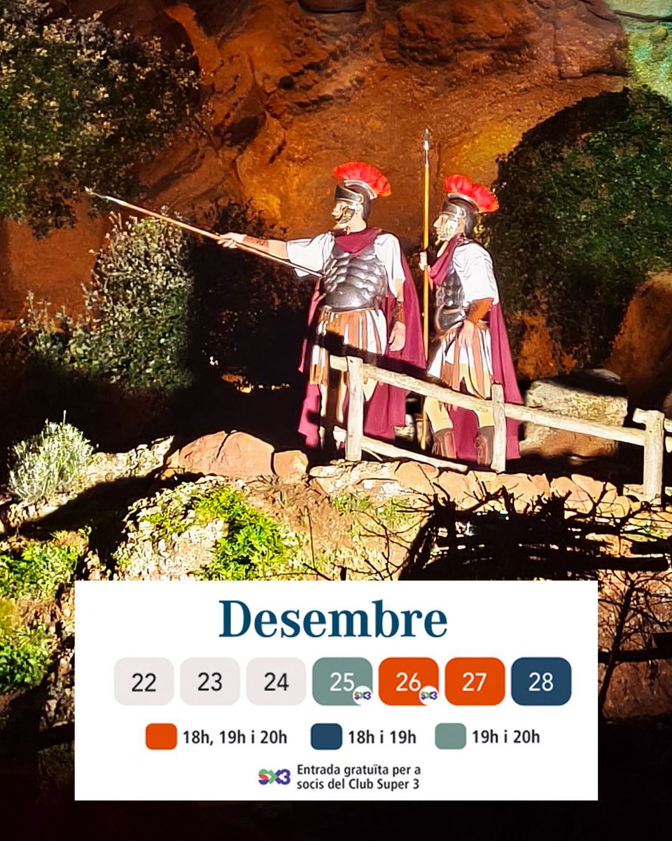 Aquesta setmana està plena de representacions al #PessebreCorbera. Els dies 25 i 26 els socis del Club Super 3 tenen entrada gratuïta, les entrades s'esgoten ràpidament al nostre web pessebrecorbera.cat. Dissabte i diumenge també tenim representacions 🎭. Us hi esperem!
