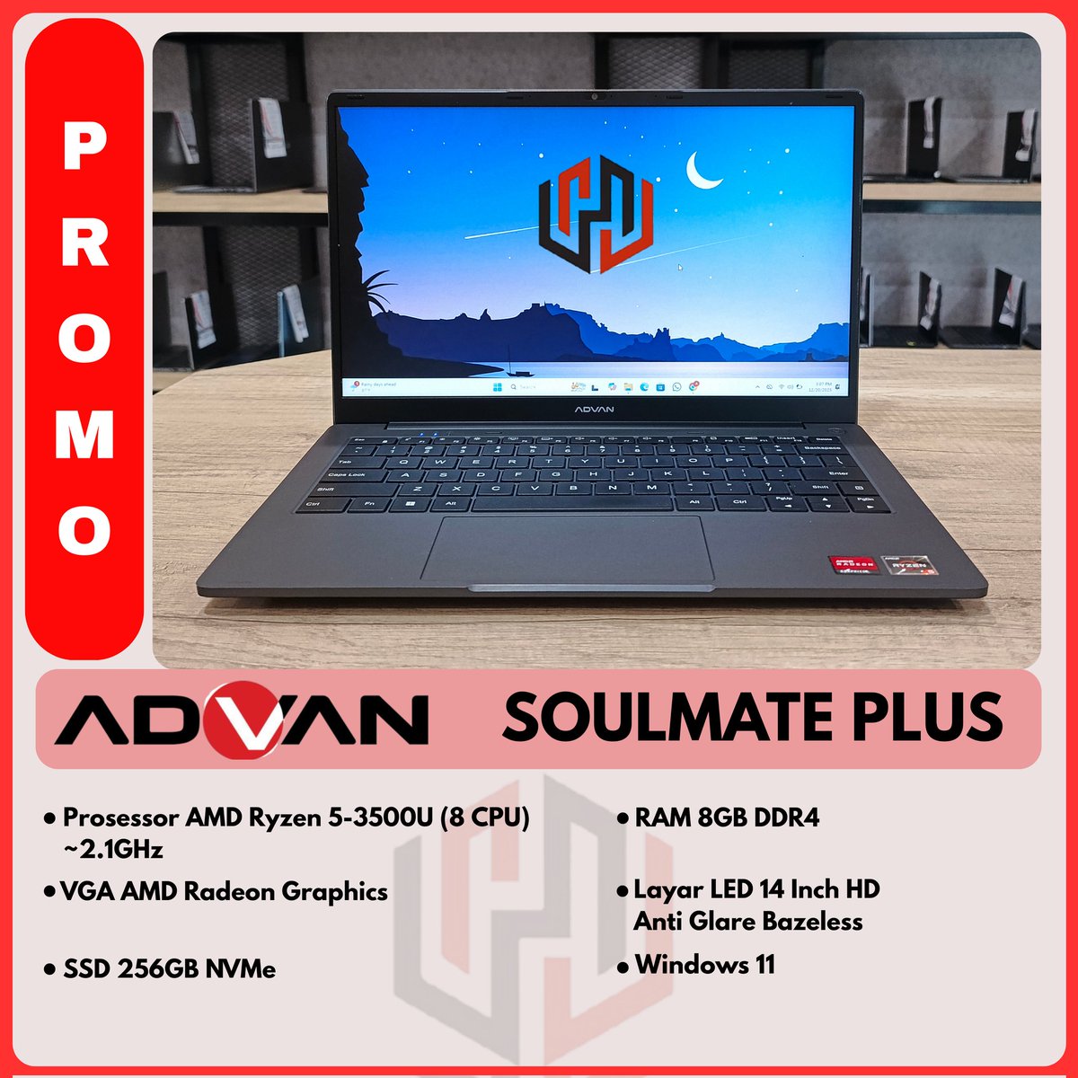 nazril_39's tweet photo. ADVAN SOULMATE PLUS

HARGA CUMA 3.5JT SAJA

• Prosessor AMD Ryzen 5-3500U (8 CPU) ~2.1GHz
• RAM 8GB DDR4
• SSD 256GB NVMe
• VGA AMD Radeon Graphics
• Layar 14 Inch HD Bazeless
• Webcam, Wifi, Bluetooth, DLL

#laptopsecond #laptopsemarang https://t.co/QviRNtyPOc